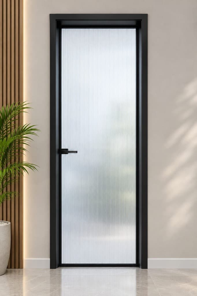 Minimalist Matte Black Reeded Door