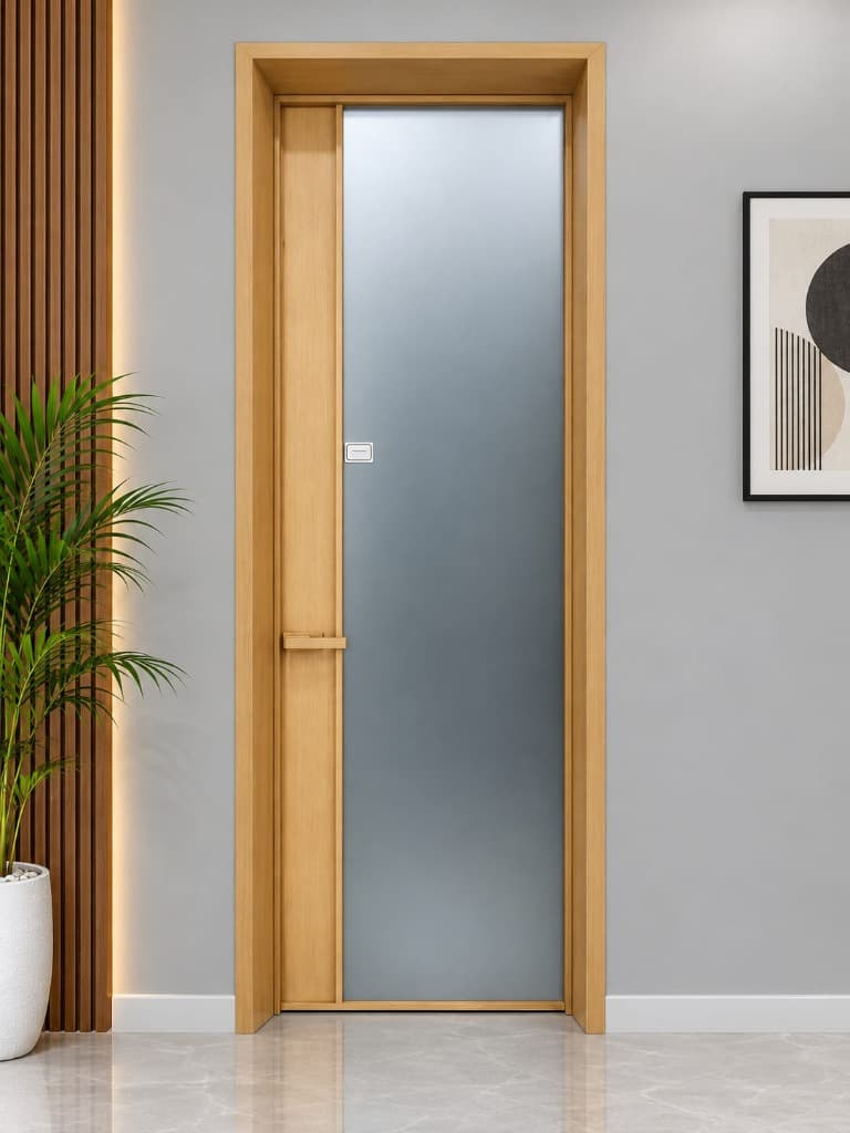 Minimalist Woodgrain Swing Door